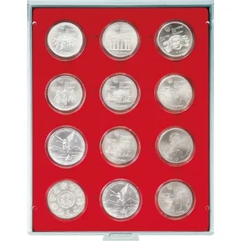 Obal pro sběratelský předmět Lindner 12 polí pro bublinky o vnějším průměru 54 mm Barva: Červená