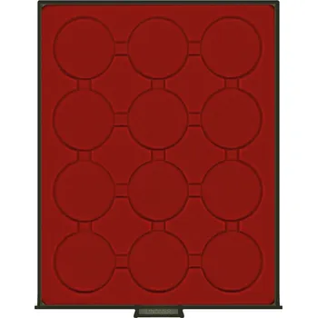 Obal pro sběratelský předmět Lindner 12 polí pro bublinky o vnějším průměru 58 mm Barva: Vínová