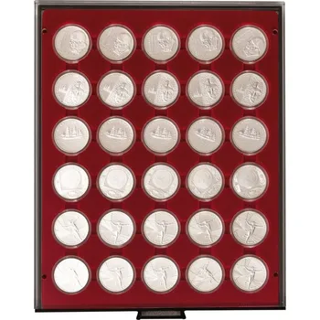 Obal pro sběratelský předmět Lindner 30 polí pro bublinky o vnějším průměru 39,5 mm Barva: Vínová