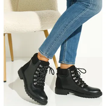 Dámská zimní obuv Kotníkové boty ze 2 materiálů, ve sportovním stylu černá 36