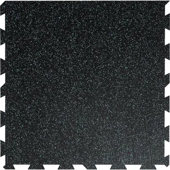 Venkovní dlažba Černo-modrá gumová modulová puzzle dlažba (okraj) FLOMA IceFlo SF1100 - 100 x 100 x 2 cm