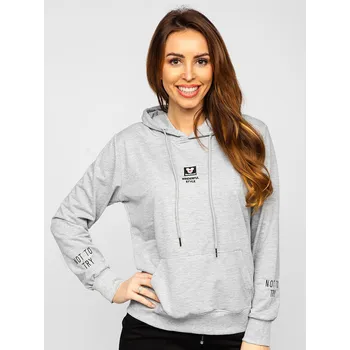 Dámská mikina Šedá dámská mikina s kapucí a potiskem Bolf HL9265 - L/XL