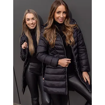 Černá dámská prodloužená prošívaná zimní bunda s kapucí kabát Bolf 11Z8083B - L