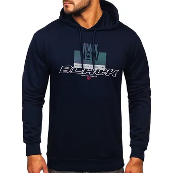 Pánská mikina Tmavě modrá pánská mikina s kapucí a potiskem Bolf 146347 - 2XL