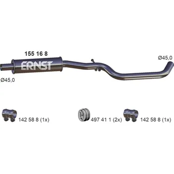 Tlumič výfuku Střední tlumič výfuku ERNST 155168