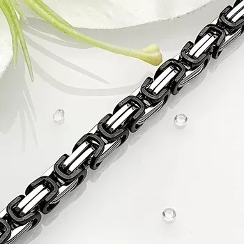 Náramek RB-nakuplevne Pánský náramek z chirurgické oceli černostříbrný 24.5 cm