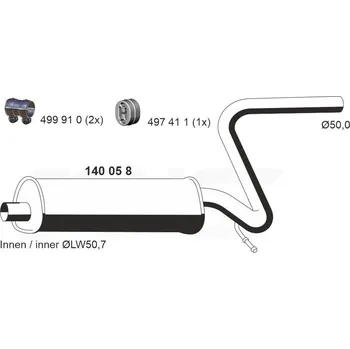 Tlumič výfuku Střední tlumič výfuku ERNST 140058
