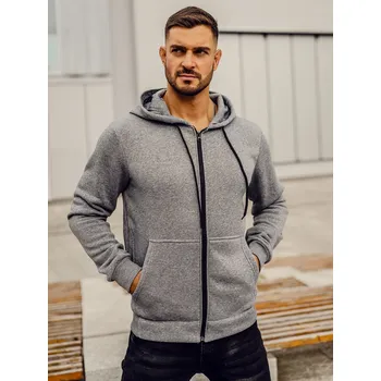 Pánská mikina Tmavě šedá pánská mikina na zip s kapucí Bolf HW2787 - 2XL