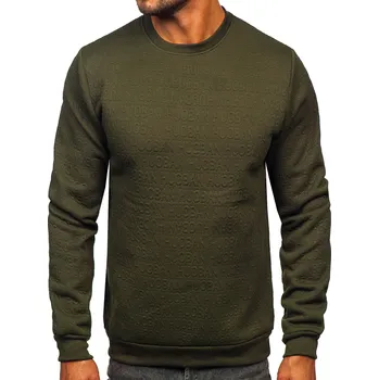 Pánská mikina Khaki pánská mikina s potiskem a bez kapuce Bolf LJ0599 - 2XL