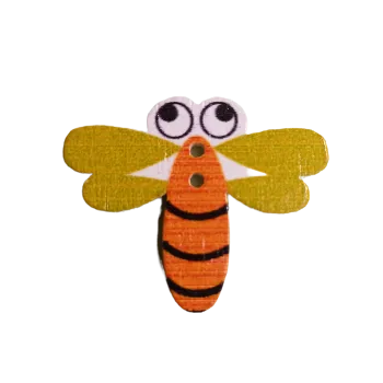 Knoflík Knoflík dřevěný vážka oranžová