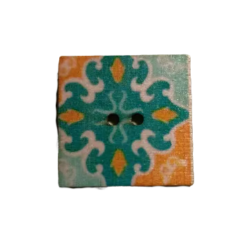 Knoflík Knoflík dřevěný čtverec s ornamenty II