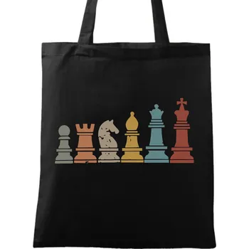 Nákupní taška Bavlněná taška Barevné Šachové figurky Chess Pieces (Barva: Černá)