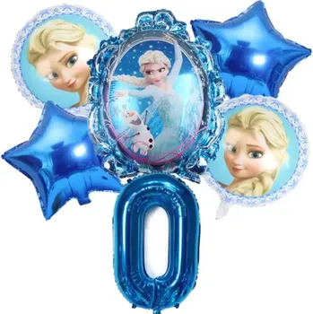 Dětský míč Frozen (Ledové království) Narozeninová party - balonky s motivem Ledové království (růžové/modré) Varianta: modrá s číslem 0