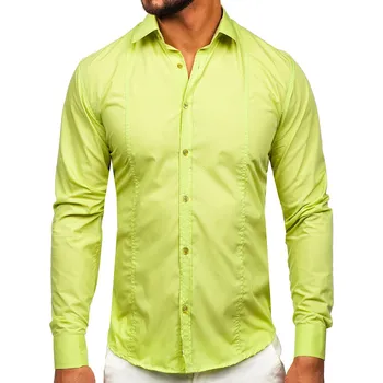 Pánská košile Zelená pánská elegantní košile s dlouhým rukávem Bolf 6944 - XL