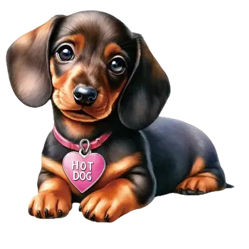 Nášivka Nažehlovací obrázek - jezevčík se srdíčkem (18,0 x 15,8 cm)