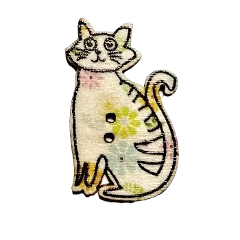 Knoflík Knoflík dřevěný sedící kočka V