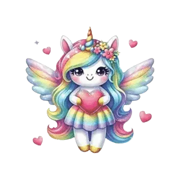 Nažehlovací obrázek - jednorožec anděl (7,4 x 7,5 cm)