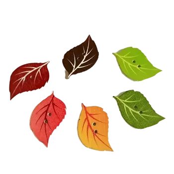 Knoflík Knoflík dřevěný list, Barva: Růžová