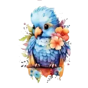 Nažehlovací obrázek - ptáček s květinami (3,4 x 6,6 cm)