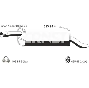 Tlumič výfuku Zadní tlumič výfuku ERNST 313254