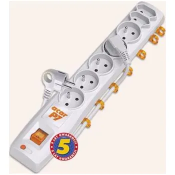 Přepěťová ochrana Acar P7 1.5m kabel, 5+2 zásuvek, přepěťová ochrana, bílá