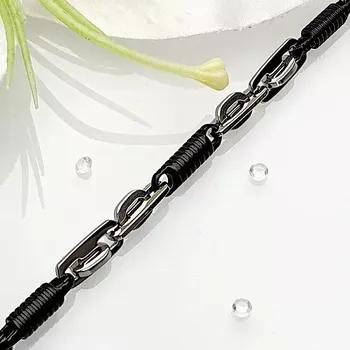 Náramek Pánský náramek černostříbrný z chirurgické oceli