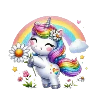 Nažehlovací obrázek - jednorožec s duhou (8,0 x 7,3 cm)