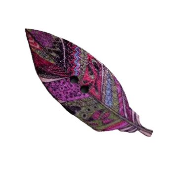 Knoflík Knoflík dřevěný ptačí pero IV