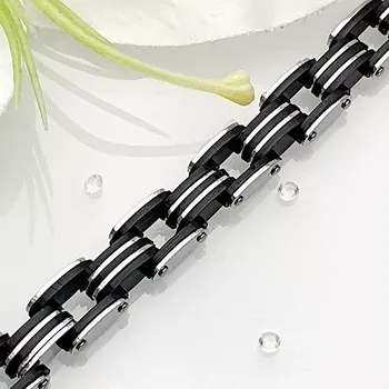 Náramek Pánský ocelový náramek černostříbrný