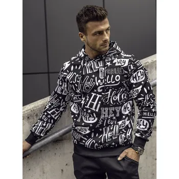 Pánská mikina Černá pánská mikina s kapucí a potiskem anorak Bolf 8B1150 - 2XL