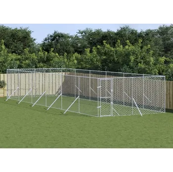 klec pro psa vidaXL Venkovní psí kotec stříbrný 4 x 12 x 2 m pozinkovaná ocel [3190457]