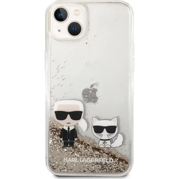Pouzdro na mobilní telefon Karl Lagerfeld Liquid Glitter Karl and Choupette pro iPhone 14 Plus zlatý