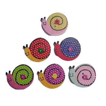 Knoflík Knoflík dřevěný šnek, Barva: Modrá-růžová