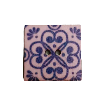 Knoflík Knoflík dřevěný čtverec s ornamenty VIII