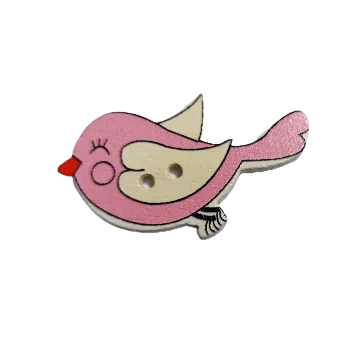 Knoflík Knoflík dřevěný ptáček růžový II