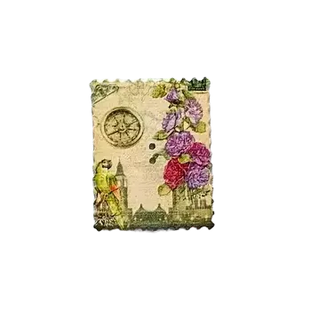 Knoflík Knoflík dřevěný hranatý - maceška (3,0 x 3,8 cm)