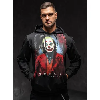 Pánská mikina Černá pánská mikina s kapucí a potiskem Bolf 6161A1 - M