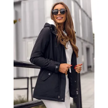 Černá dámská přechodová bunda s kapucí parka Bolf 7018A - 2XL