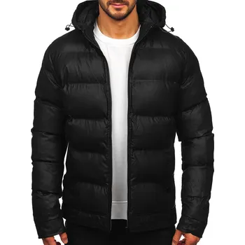 Pánský kabát Černá dámská zimní bunda s kapucí Bolf 22M327 - 2XL/56