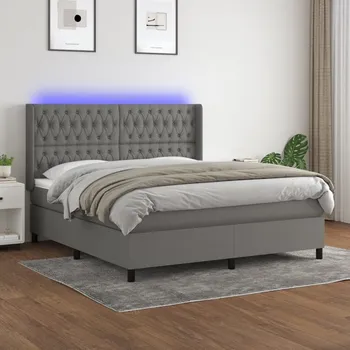 Postel vidaXL Box spring postel s matrací a LED 160x200 cm textil [3138569] Barva: Tmavě šedá