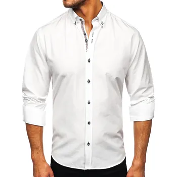 Pánská košile Bílá pánská košile s dlouhým rukávem Bolf 20718 - M