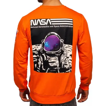 Pánská mikina Oranžová pánská mikina bez kapuce s potiskem Bolf 6476 - M