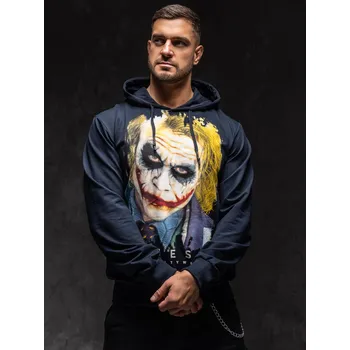 Pánská mikina Tmavě modrá pánská mikina s kapucí a potiskem Bolf 6146A1 - XL