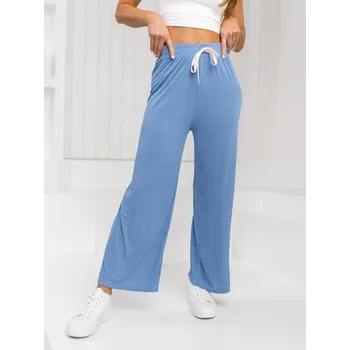 Oblečení a móda Blankytné dámské šíroké textilní kalhoty Bolf W7956 - M