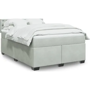 Postel vidaXL Box spring postel s matrací tmavě 140x190 cm samet [3286319] Barva: světle šedá