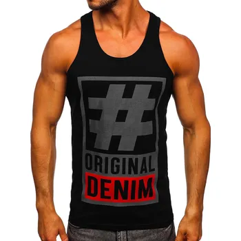 Pánské tričko Černo-grafitové pánské tílko s potiskem tank top Bolf 14834 - 2XL