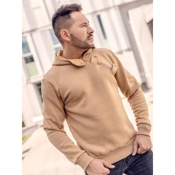 Pánská móda Hnědá pánská silná mikina na zip s kapucí Bolf 06A - M