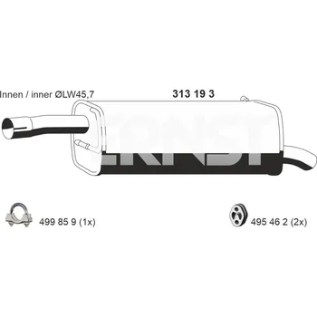 Tlumič výfuku Zadní tlumič výfuku ERNST 313193