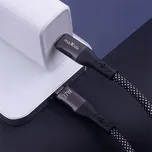 Kabel USB-C / Lightning MAXLIFE - magnetický - 27W - tkanička - černý