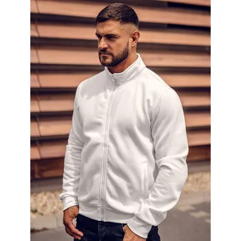 Pánská mikina Bílá pánská mikina na zip se stojáčkovým límcem Bolf B2002A - XL